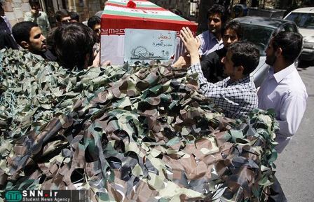 مراسم تشییع پیکر شهید دوران دفاع مقدس در مسجد دانشگاه تهران