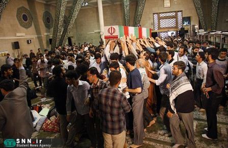 مراسم تشییع پیکر شهید دوران دفاع مقدس در مسجد دانشگاه تهران