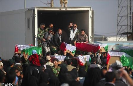 مراسم تبادل شهدا جنگ هشت ساله در شلمچه