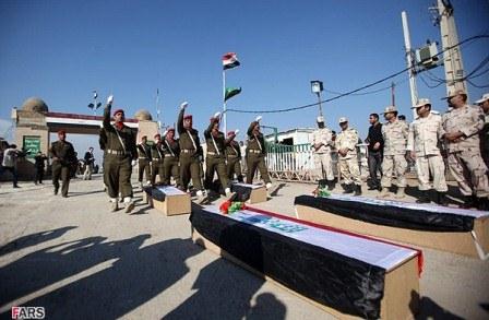 مراسم تبادل شهدا جنگ هشت ساله در شلمچه