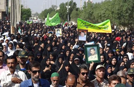 تشییع و خاکسپاری شهدای گمنام در اهرم تنگستان