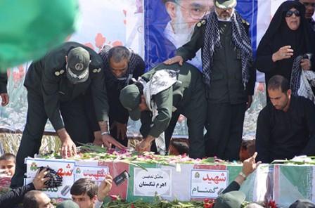 تشییع و خاکسپاری شهدای گمنام در اهرم تنگستان