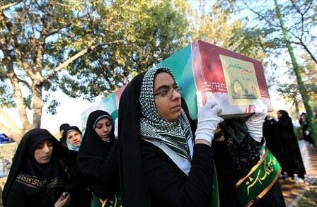 تشییع و خاکسپاری دو شهید گمنام در دانشکده فنی دختران ولی عصر(عج)